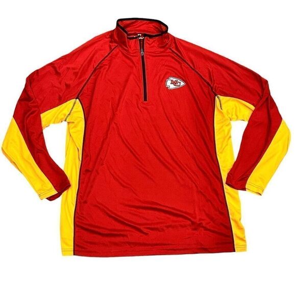 Kansas City Chiefs Men's 3XLT Red Quarter-Zip Varsity Jacket - Picture 1 of 4